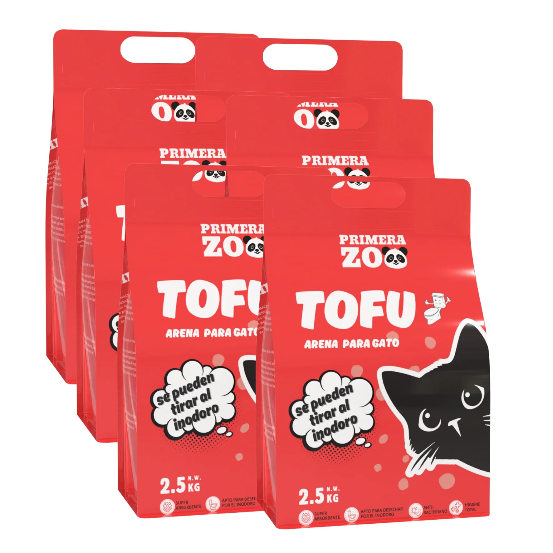 Primerazoo Natural Tofu Cat Litter, Super Odor Control, Flushable and Dust-Free, 100% Biodegradable, for Indoor Use, Red Color with Milk Scent.