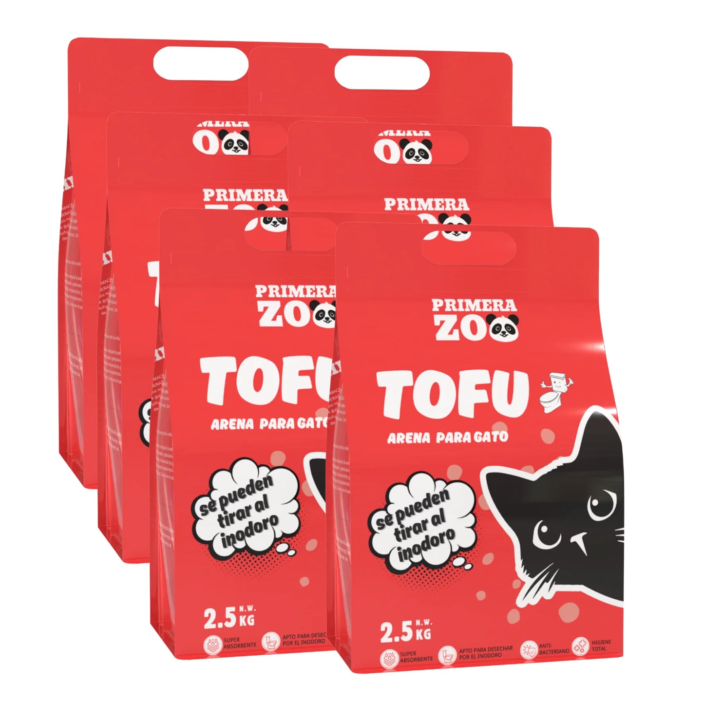 Primerazoo Natural Tofu Cat Litter, Super Odor Control, Flushable and Dust-Free, 100% Biodegradable, for Indoor Use, Red Color with Milk Scent.