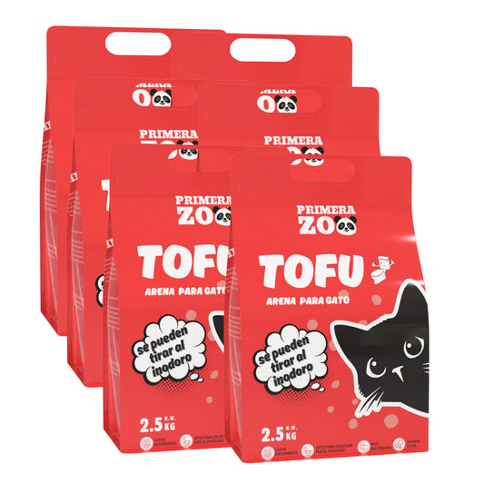 Primerazoo Natural Tofu Cat Litter, Super Odor Control, Flushable and Dust-Free, 100% Biodegradable, for Indoor Use, Red Color with Milk Scent.