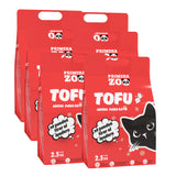 Primerazoo Natural Tofu Cat Litter, Super Odor Control, Flushable and Dust-Free, 100% Biodegradable, for Indoor Use, Red Color with Milk Scent.