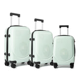 S7 STAR ABS luggage set with 4 pieces of suitcases in sizes 18/20/24/28 inches featuring 360° silent wheels, durable ABS material, and organized interior compartments for business and travel.