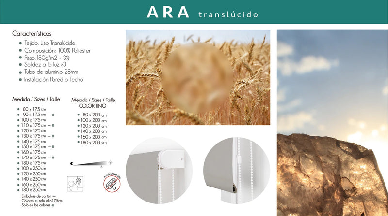 Decorblind Smooth Translucent Roller Blind Easy Installation to Wall or Ceiling - Easy to Clean Roller Blind and Versatile Installation - Translucent Blind Uv Ray Protection and Hot and Cold Insulation - Multiple Blinds and C