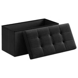 Elegant Linen Puff Storage Ottoman - Durable Footrest Stool for Living Room, Bedroom, or Entryway, Supports up to 300 kg with 89L Storage Space, Foldable and Easy to Assemble, Versatile Cube Bench for Multiple Uses