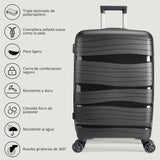 Artree 4-Piece Set of Rigid Travel Suitcases with Security Lock and 360° Double Wheels, featuring durable polypropylene construction, organized interior compartments, and lightweight design, perfect for family trips.