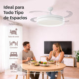 OstarkDom Ceiling Fan with Light 132cm, remote control, silent DC motor with 6 speeds, CCT dimmable LED light, timer function, modern aluminum and wood design, ideal for living rooms and bedrooms.