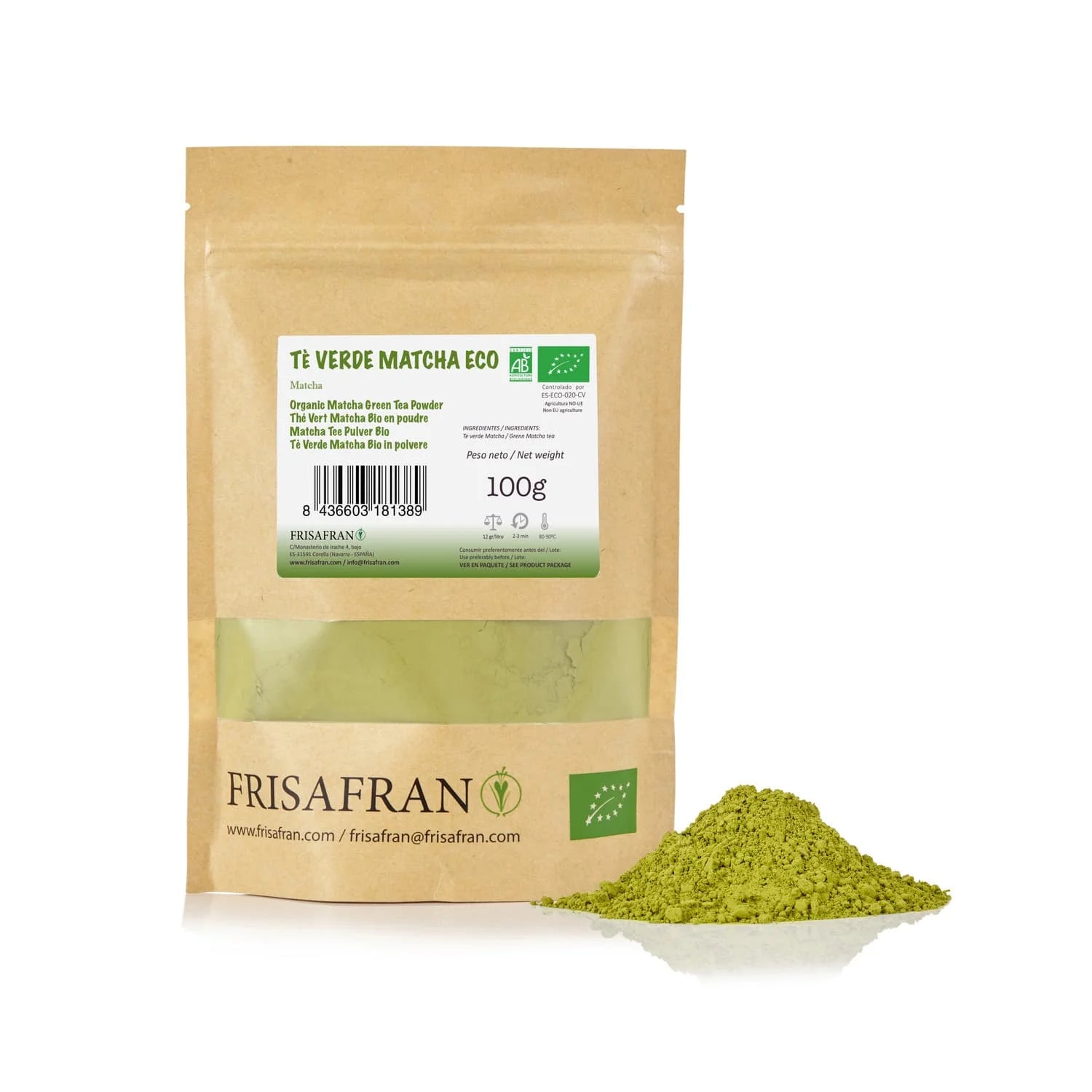 Chá Matcha em Pó Biológico 100% Puro - Frisafran (Superalimento & Energia Natural)