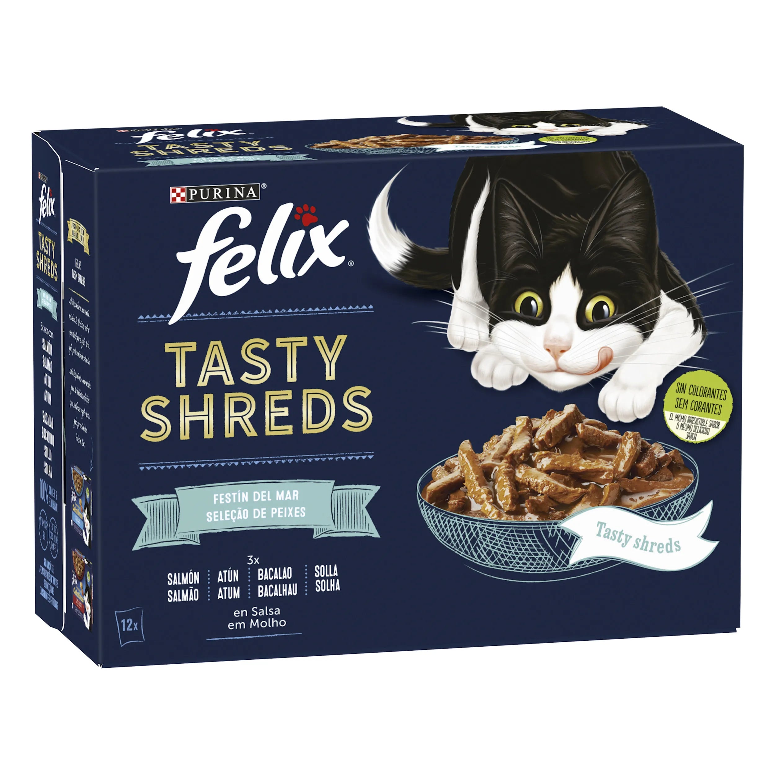 Felix Tasty Shreds Ocean Feast Steaks in Sauce Wet Cat Food, Fish Flavor