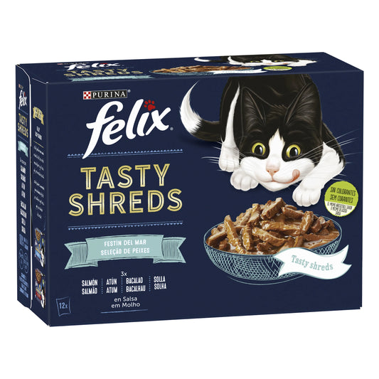 Felix tasty shreds festín del sea steaks in sauce for cats wet food fish flavor