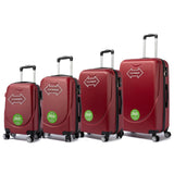 S7 STAR ABS luggage set with 4 pieces of suitcases in sizes 18/20/24/28 inches featuring 360° silent wheels, durable ABS material, and organized interior compartments for business and travel.