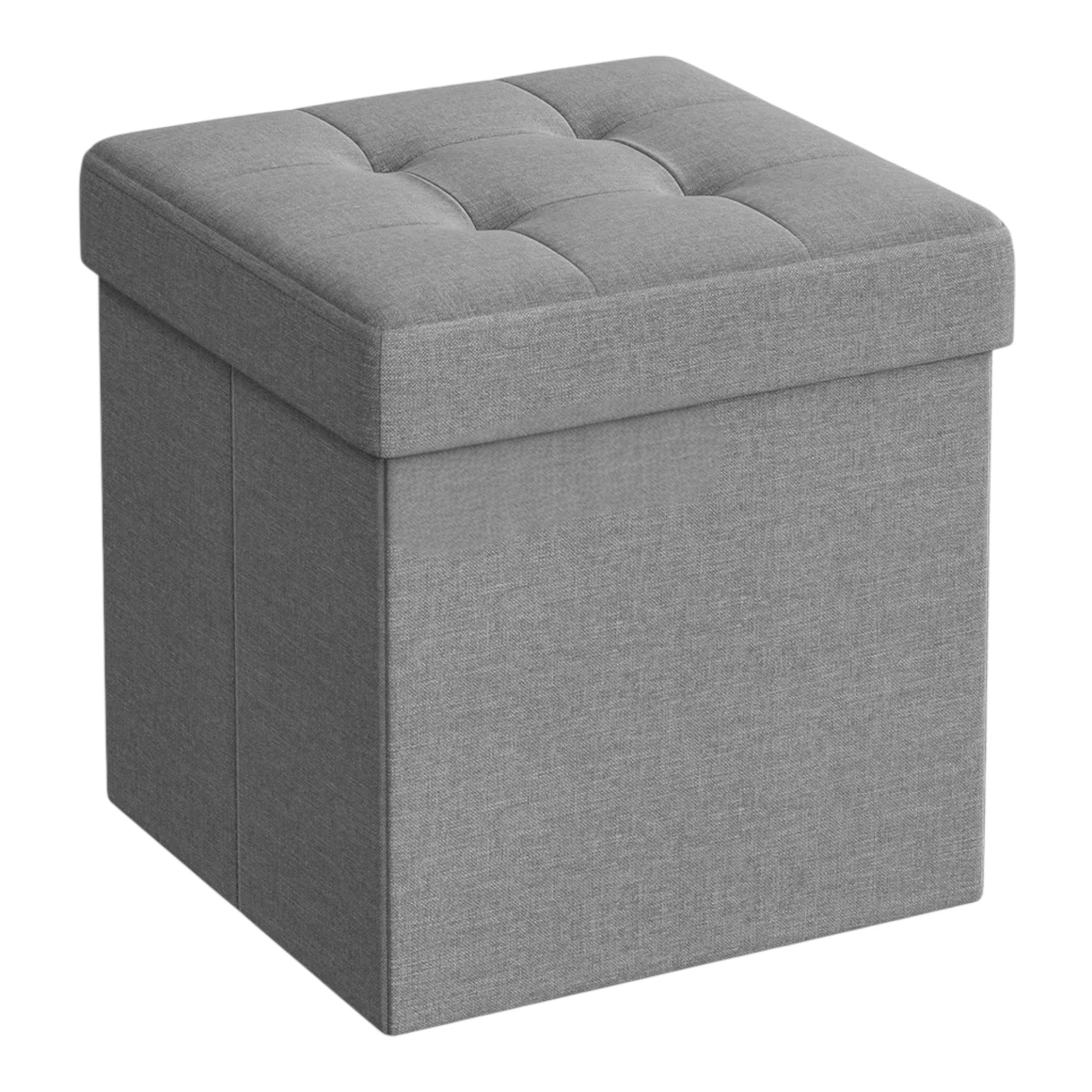 Elegant Linen Puff Storage Ottoman - Durable Footrest Stool for Living Room, Bedroom, or Entryway, Supports up to 300 kg with 89L Storage Space, Foldable and Easy to Assemble, Versatile Cube Bench for Multiple Uses