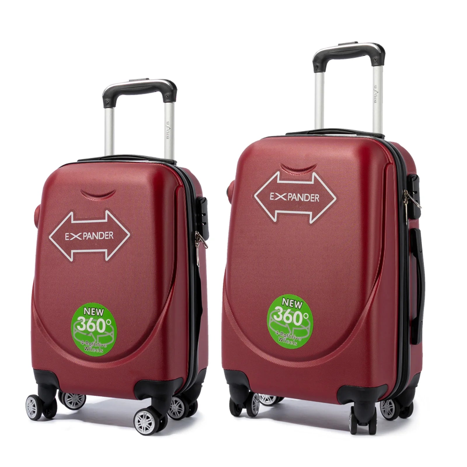 S7 STAR ABS luggage set with 4 pieces of suitcases in sizes 18/20/24/28 inches featuring 360° silent wheels, durable ABS material, and organized interior compartments for business and travel.