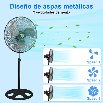 Powerful silent standing fan 80w and 18"" adjustable height 58-90cm and 3 speeds. New with metallic blades |   Artree