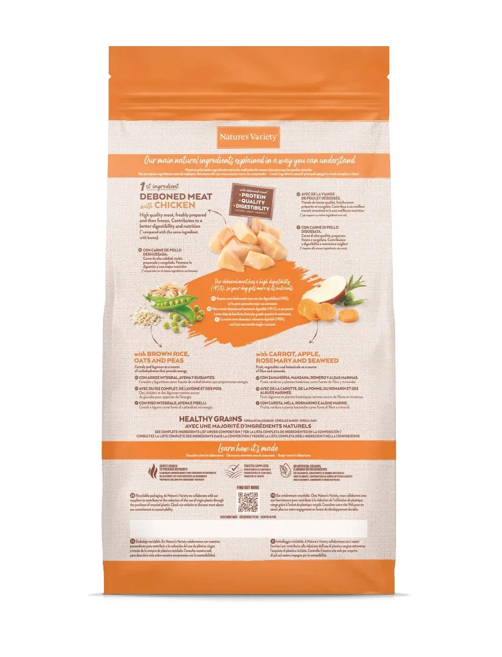 Nature's Variety Healthy Grain Adult Mini Chicken - Complete and balanced dry food for small breed dogs, made with deboned chicken and natural ingredients, supporting balanced nutrition and digestive health.