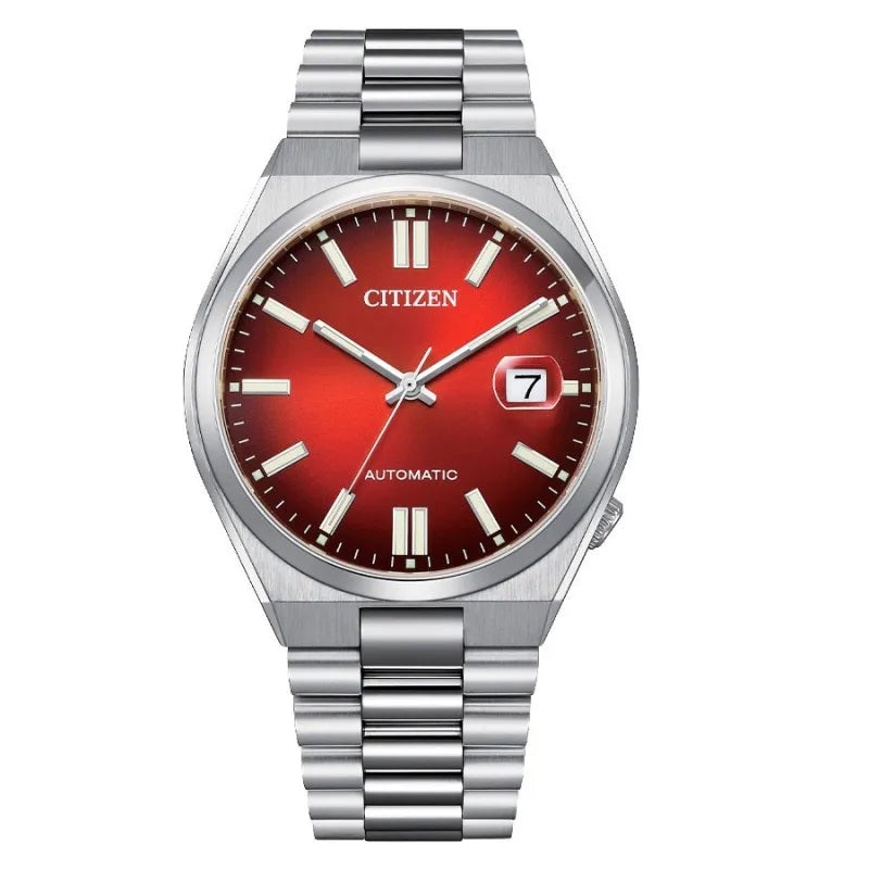 Relógio unissex Citizen Tsuyosa NJ0150-56W automático Mostrador vermelho e aço inoxidável