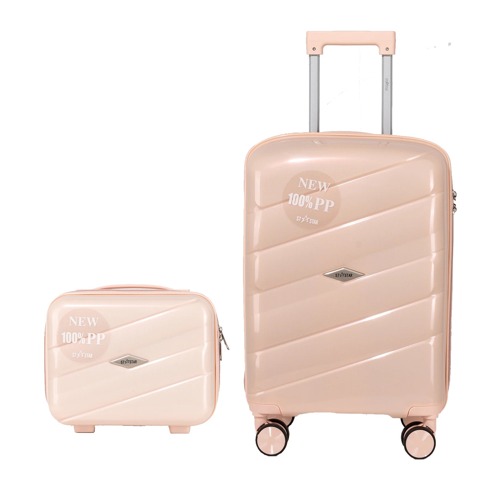 S7 STAR 2-Piece Trolley Suitcase Set, Lightweight PC Shell, Silent 360° Spinner Wheels, Telescopic Handle with 3 Heights, Durable and Scratch Resistant for Travel, Cabin and Medium Sizes with Polyester Lining.