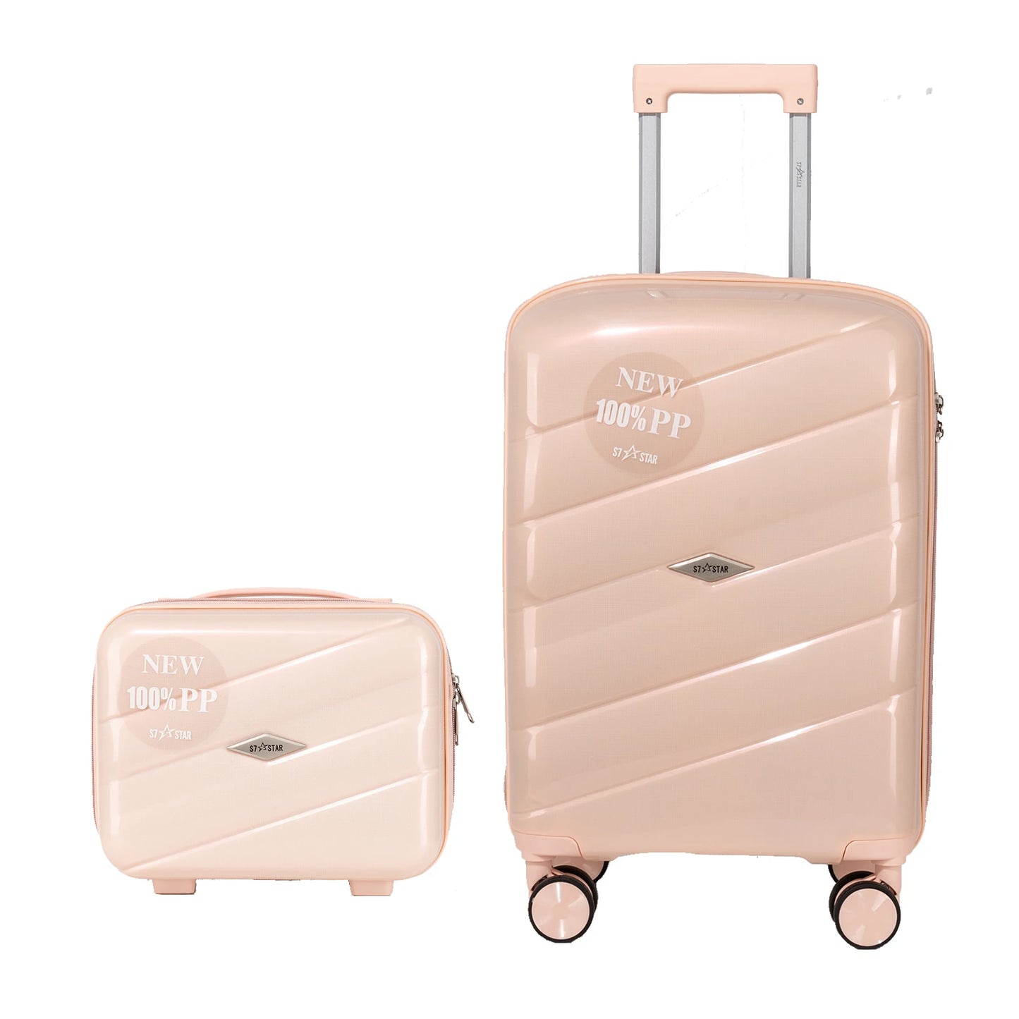 S7 STAR 2-Piece Trolley Suitcase Set, Lightweight PC Shell, Silent 360° Spinner Wheels, Telescopic Handle with 3 Heights, Durable and Scratch Resistant for Travel, Cabin and Medium Sizes with Polyester Lining.