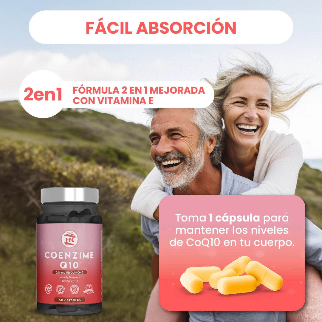 Hn - healthy nutrition coenzyme q10 200mg - (50 caps) improves energy and energy metabolism, q10 coenzyme ubiquinone supports muscle function and increases physical performance, coq10 with vitamin e contributes to the protect