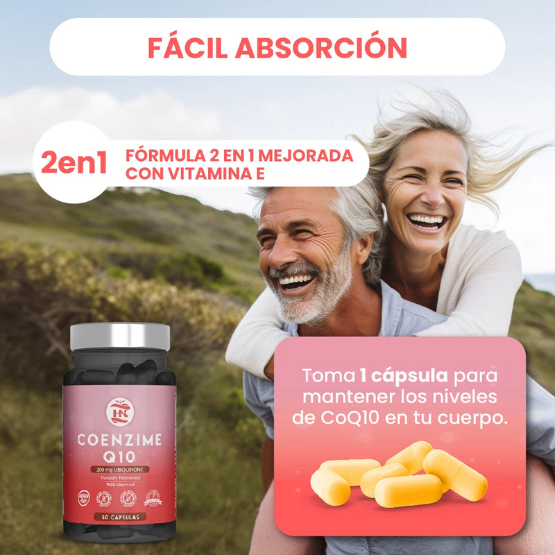 Hn - healthy nutrition coenzyme q10 200mg - (50 caps) improves energy and energy metabolism, q10 coenzyme ubiquinone supports muscle function and increases physical performance, coq10 with vitamin e contributes to the protect