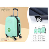 S7 STAR ABS luggage set with 4 pieces of suitcases in sizes 18/20/24/28 inches featuring 360° silent wheels, durable ABS material, and organized interior compartments for business and travel.