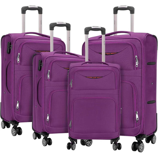 Artree | Set of 4 Trolley Suitcases with 360° Spinner Wheels, made of durable waterproof Oxford fabric, includes 18", 20", 24", and 28" sizes, perfect for organized travel with expandable design and telescopic handle.