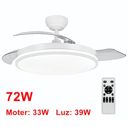 OstarkDom Ceiling Fan with Light 132cm, remote control, silent DC motor with 6 speeds, CCT dimmable LED light, timer function, modern aluminum and wood design, ideal for living rooms and bedrooms.