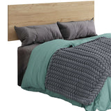 Miroytengo Clim Bed Headboard in Gold Oak Melamine, 160 cm wide, suitable for 135 cm and 150 cm beds, featuring modern industrial design with wall mounting hardware included.