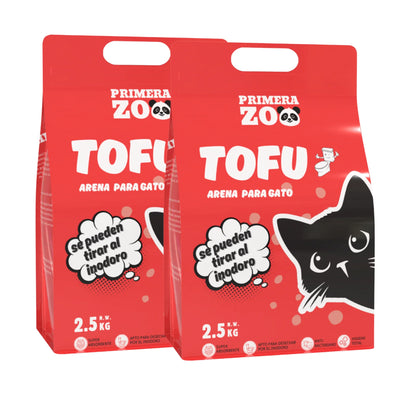 Primerazoo Natural Tofu Cat Litter, Super Odor Control, Flushable and Dust-Free, 100% Biodegradable, for Indoor Use, Red Color with Milk Scent.
