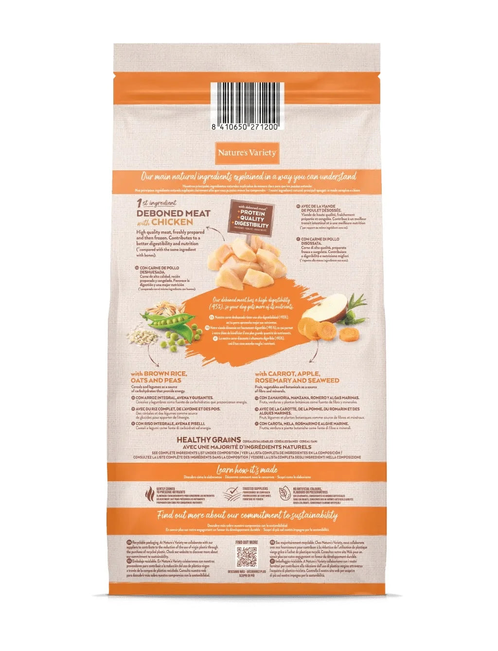 Nature's Variety Healthy Grain Adult Mini Chicken - Complete and balanced dry food for small breed dogs, made with deboned chicken and natural ingredients, supporting balanced nutrition and digestive health.