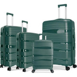 Artree 4-Piece Set of Rigid Travel Suitcases with Security Lock and 360° Double Wheels, featuring durable polypropylene construction, organized interior compartments, and lightweight design, perfect for family trips.