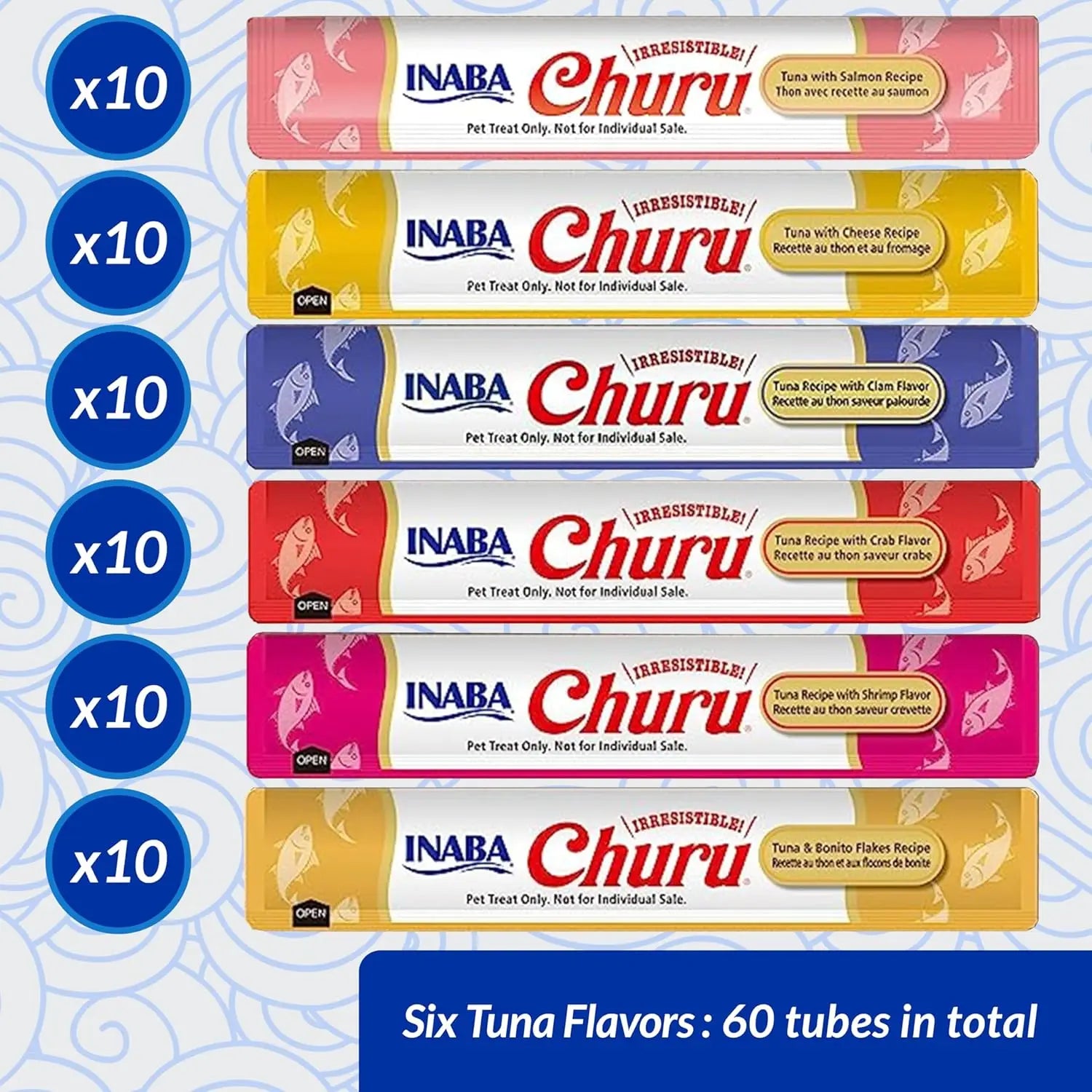 Inaba Churu Box - Cat Treats - Healthy Tuna-Based Snacks, Various Flavors - Creamy Texture - No Grains, Preservatives, Dyes - 60x14g