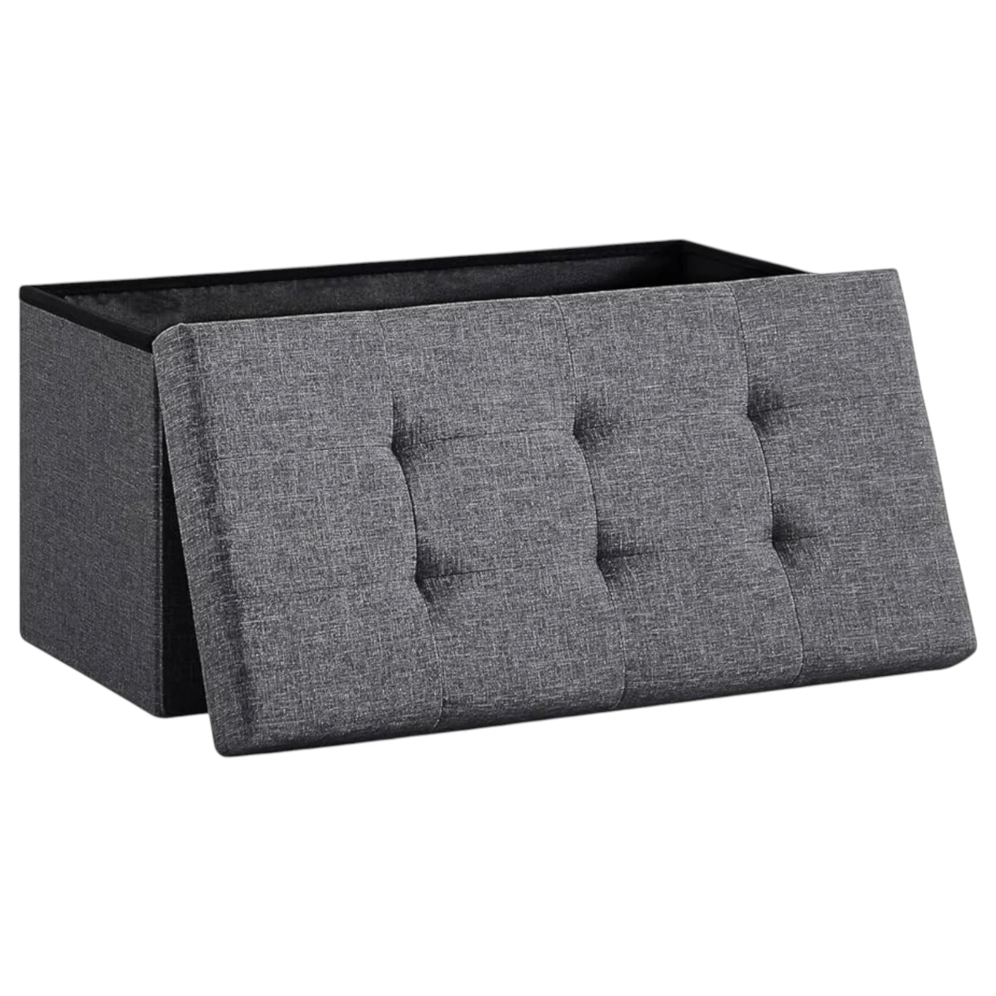Elegant Linen Puff Storage Ottoman - Durable Footrest Stool for Living Room, Bedroom, or Entryway, Supports up to 300 kg with 89L Storage Space, Foldable and Easy to Assemble, Versatile Cube Bench for Multiple Uses