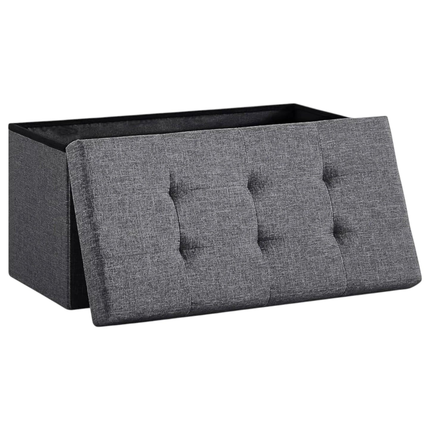 Elegant Linen Puff Storage Ottoman - Durable Footrest Stool for Living Room, Bedroom, or Entryway, Supports up to 300 kg with 89L Storage Space, Foldable and Easy to Assemble, Versatile Cube Bench for Multiple Uses