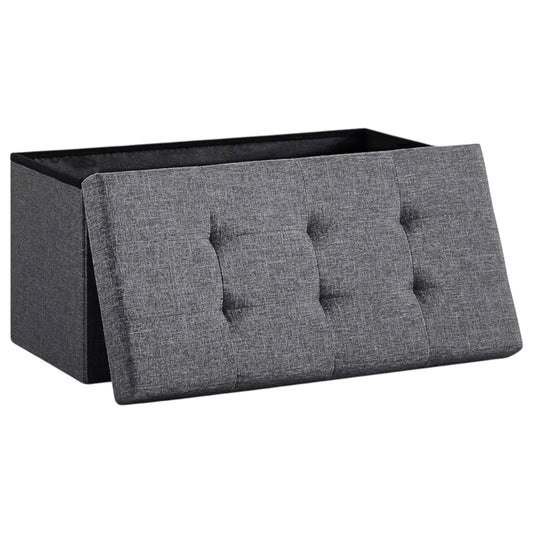Elegant Linen Puff Storage Ottoman - Durable Footrest Stool for Living Room, Bedroom, or Entryway, Supports up to 300 kg with 89L Storage Space, Foldable and Easy to Assemble, Versatile Cube Bench for Multiple Uses