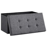 Elegant Linen Puff Storage Ottoman - Durable Footrest Stool for Living Room, Bedroom, or Entryway, Supports up to 300 kg with 89L Storage Space, Foldable and Easy to Assemble, Versatile Cube Bench for Multiple Uses