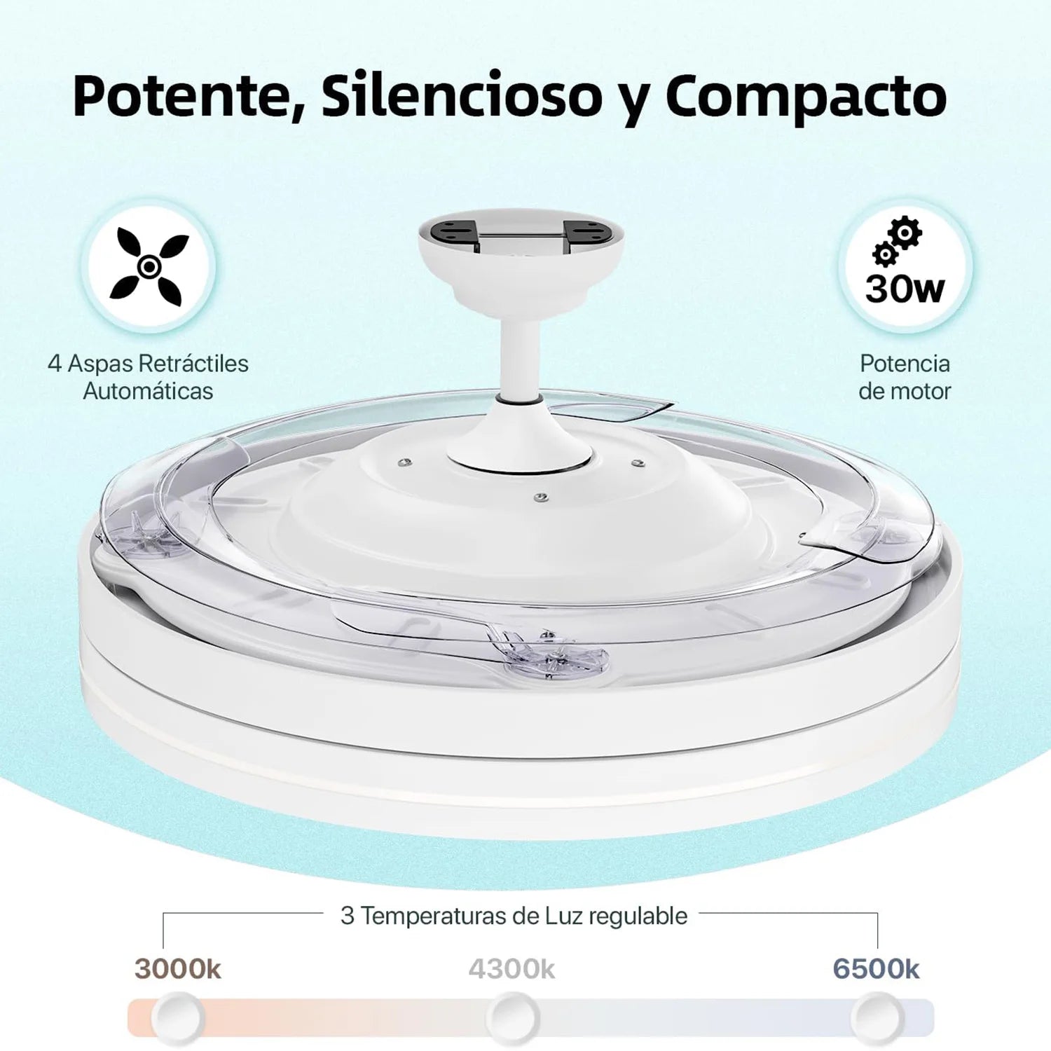 OstarkDom Ceiling Fan with Light 132cm, remote control, silent DC motor with 6 speeds, CCT dimmable LED light, timer function, modern aluminum and wood design, ideal for living rooms and bedrooms.