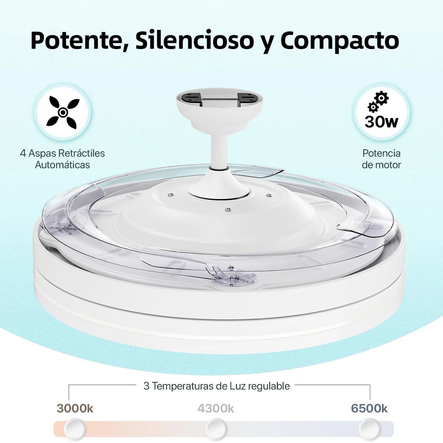 OstarkDom Ceiling Fan with Light 132cm, remote control, silent DC motor with 6 speeds, CCT dimmable LED light, timer function, modern aluminum and wood design, ideal for living rooms and bedrooms.