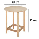 Round Pine Wood Coffee Table - Easy Assembly, 55 or 75 cm Height, Ideal for Living Room, Durable Chipboard Base, Elegant Traditional Design, Perfect Side Table for Versatile Use.