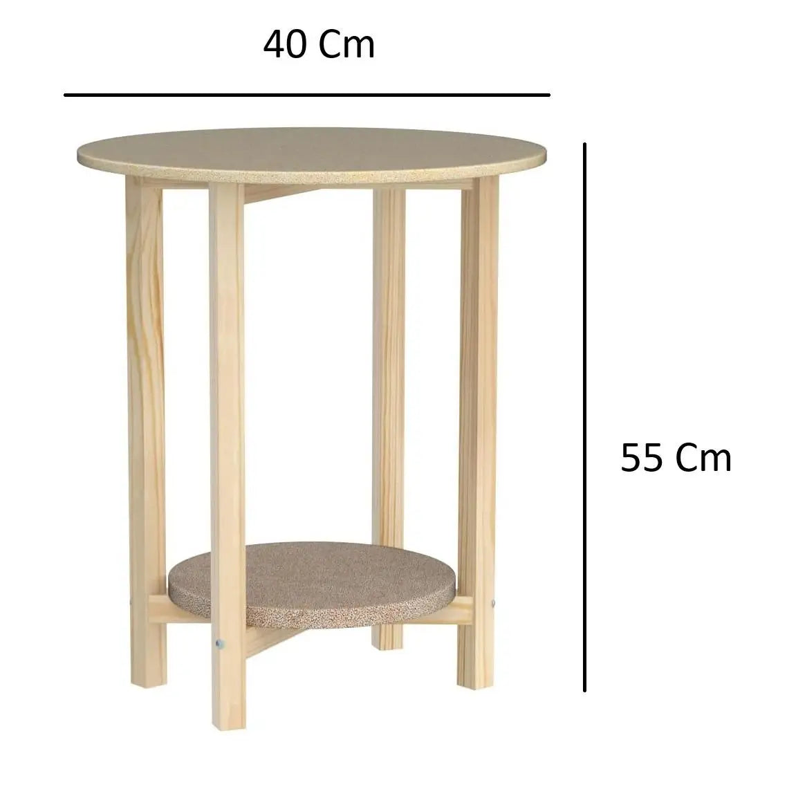 Round Pine Wood Coffee Table - Easy Assembly, 55 or 75 cm Height, Ideal for Living Room, Durable Chipboard Base, Elegant Traditional Design, Perfect Side Table for Versatile Use.