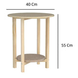 Round Pine Wood Coffee Table - Easy Assembly, 55 or 75 cm Height, Ideal for Living Room, Durable Chipboard Base, Elegant Traditional Design, Perfect Side Table for Versatile Use.