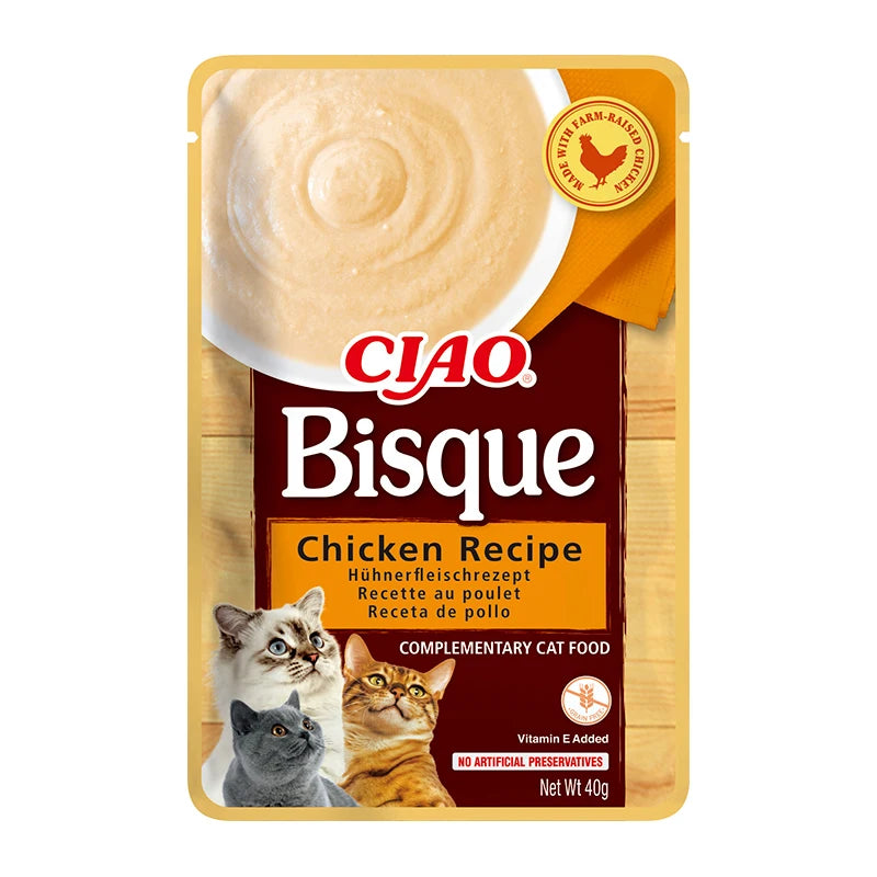Inaba churu bisque - snacks for cats envelopes with puree (12 envelopes x 40gr)