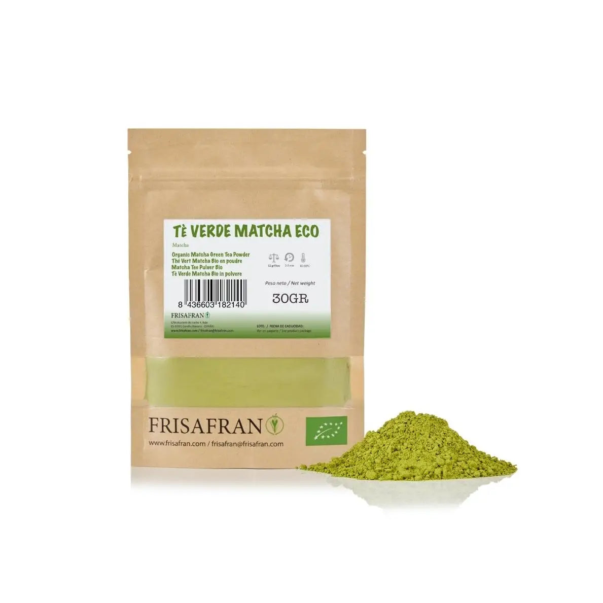 Chá Matcha em Pó Biológico 100% Puro - Frisafran (Superalimento & Energia Natural)