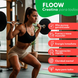 Floow - creatine monohydrate watermelon flavor - 306g (90 servings) - pure creatine powder without sugar or maltodextrin - micronized creatine 200 mesh - sports supplement for muscle mass