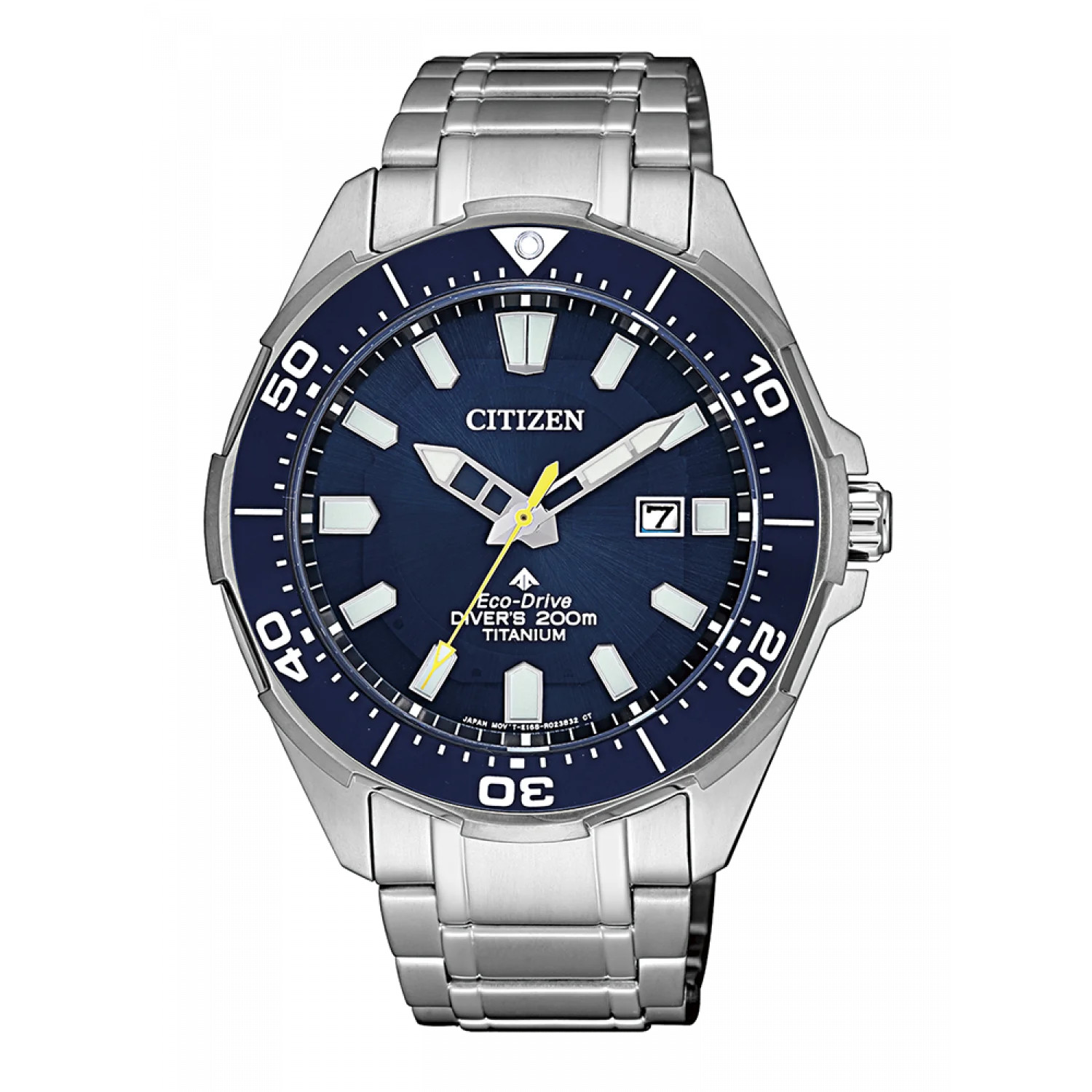 Relógio estilo de mergulhador titânio quartzo dial de azul 200m