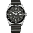 Citizen AW1889-00E Marine 188 men's analog watch features a solar Eco Drive movement, 43mm steel barrel case, polyurethane strap, luminous hands, black dial, and 10 ATM water resistance for luxury sports wear.