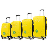 S7 STAR ABS luggage set with 4 pieces of suitcases in sizes 18/20/24/28 inches featuring 360° silent wheels, durable ABS material, and organized interior compartments for business and travel.