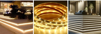 Dimmable outdoor solar strip light, 3.2v, flexible, ip65 waterproof, led lights with remote control and pick for garden, warm light 2700k