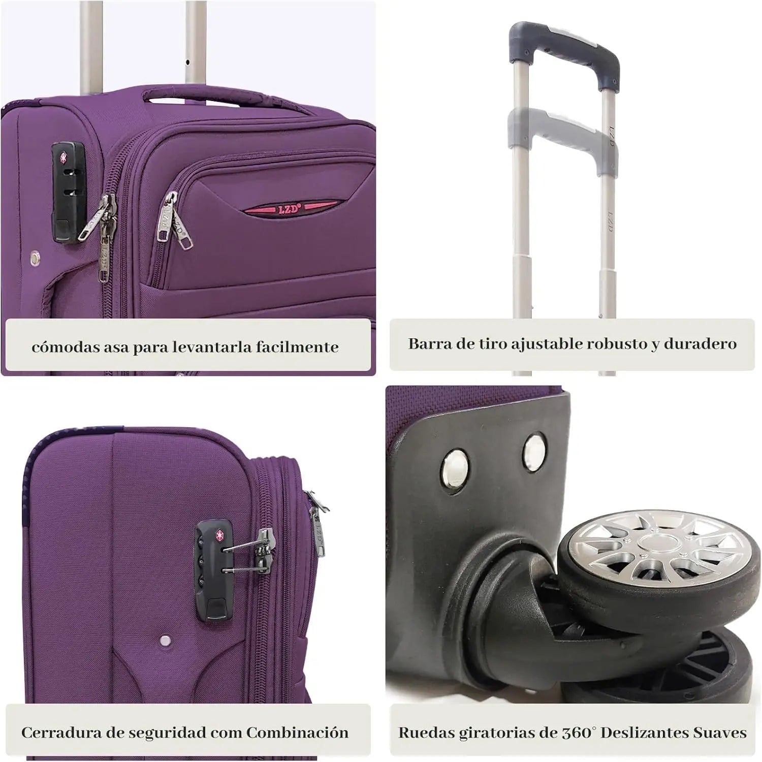 Artree | Set of 4 Trolley Suitcases with 360° Spinner Wheels, made of durable waterproof Oxford fabric, includes 18", 20", 24", and 28" sizes, perfect for organized travel with expandable design and telescopic handle.
