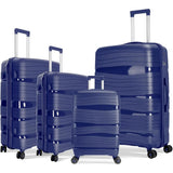 Artree 4-Piece Set of Rigid Travel Suitcases with Security Lock and 360° Double Wheels, featuring durable polypropylene construction, organized interior compartments, and lightweight design, perfect for family trips.