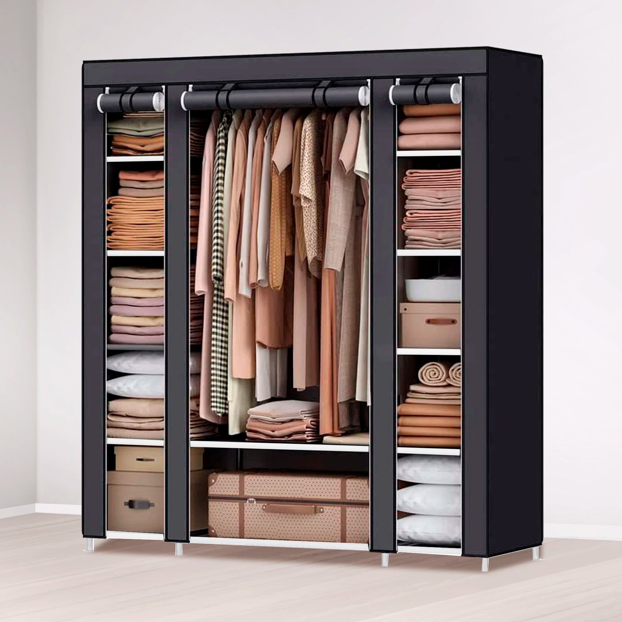 Nyana Home Fabric Dressing Cabinet 170x150x45cm, 3 doors, 11 holes, 1 wardrobe