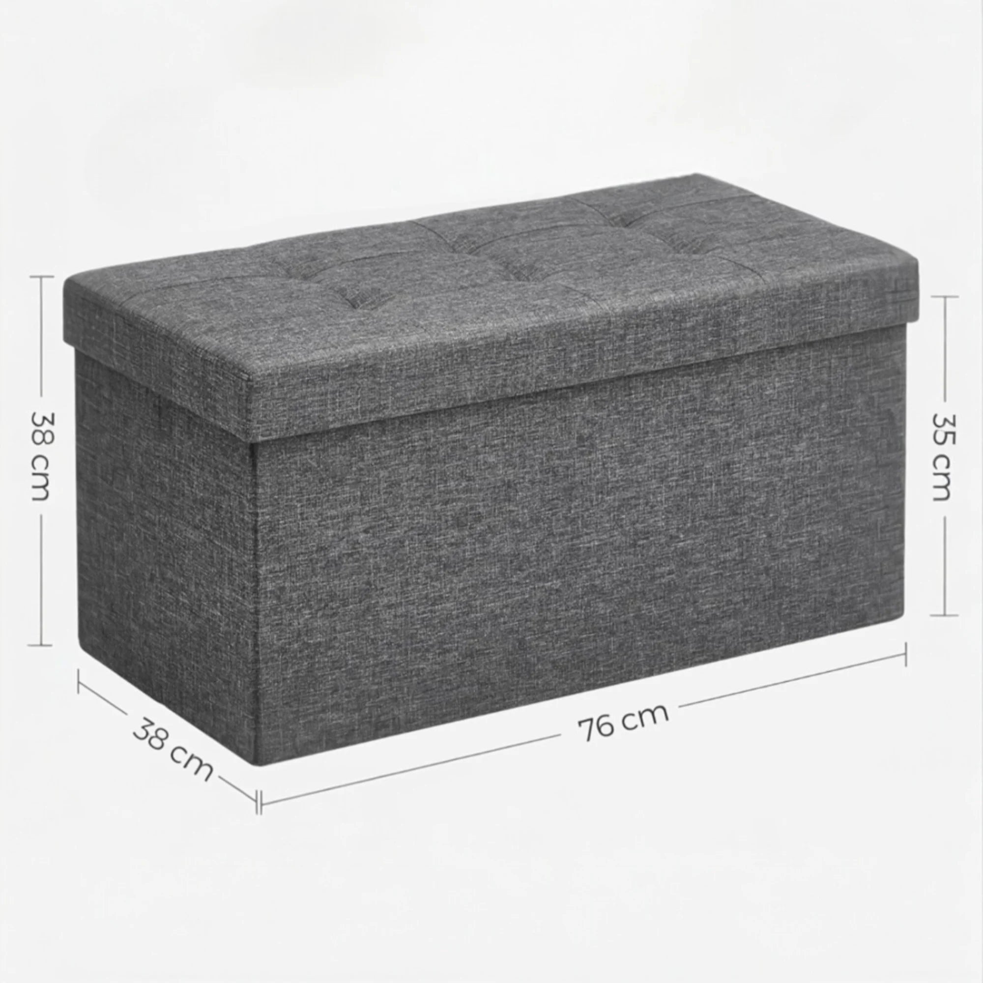 Elegant Linen Puff Storage Ottoman - Durable Footrest Stool for Living Room, Bedroom, or Entryway, Supports up to 300 kg with 89L Storage Space, Foldable and Easy to Assemble, Versatile Cube Bench for Multiple Uses